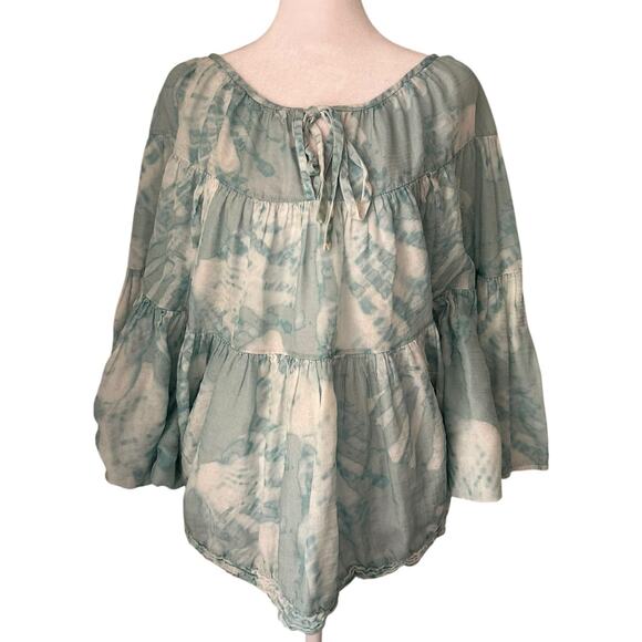 Lafayette 148 blue & white tie-dye loose top size M - Picture 1 of 12